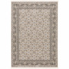 6' x 9' Ivory and Grey Oriental Power Loom Stain Resistant Area Rug with Fringe