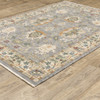 6' x 9' Grey Ivory Orange Teal Green Charcoal Blue and Red Oriental Power Loom Area Rug
