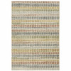 6' x 9' Ivory Blue Green Red and Gold Geometric Power Loom Stain Resistant Area Rug