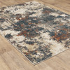 6' x 9' Blue Sage and Orange Abstract Power Loom Stain Resistant Area Rug