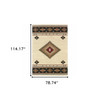 6' x 9' Beige Southwestern Power Loom Stain Resistant Area Rug