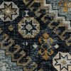 6' x 9' Blue Gold Ivory and Navy Oriental Power Loom Stain Resistant Area Rug with Fringe