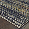 6' x 9' Black Navy Gold Ivory and Blush Abstract Power Loom Stain Resistant Area Rug