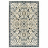 6' x 9' Ivory Navy and Gold Oriental Power Loom Stain Resistant Area Rug