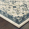 6' x 9' Ivory Navy and Gold Oriental Power Loom Stain Resistant Area Rug
