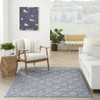 6' x 9' Blue Geometric Flat Weave Area Rug