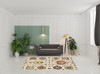 6' x 9' Ivory Yellow Rust Green Grey Pink Orange Blue & Grey Oriental Power Loom Area Rug
