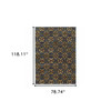 6' x 9' Blue and Gold Oriental Power Loom Stain Resistant Area Rug