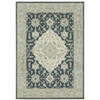 6' x 9' Teal Blue Ivory Green and Grey Oriental Power Loom Stain Resistant Area Rug