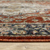 6' x 9' Red Ivory Blue Navy Gold and Grey Oriental Power Loom Area Rug with Fringe