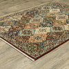 6' x 9' Red Rust Navy Light Blue Brown Orange Ivory and Gold Oriental Power Loom Area Rug