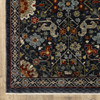 6' x 9' Blue Red Ivory and Gold Oriental Power Loom Stain Resistant Area Rug with Fringe