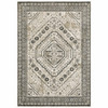 6' x 9' Ivory Grey Black and Ivory Oriental Power Loom Stain Resistant Area Rug