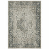 6' x 9' Grey Blue and Teal Oriental Power Loom Stain Resistant Area Rug