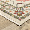 6' x 9' Ivory Green Blues Pink Yellow Rust Brown Tan & Grey Oriental Power Loom Area Rug