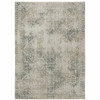 6' x 9' Grey Beige and Teal Oriental Power Loom Stain Resistant Area Rug