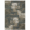 6' x 9' Teal Blue Grey Tan and Beige Geometric Power Loom Stain Resistant Area Rug