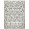 6' x 9' Grey and White Floral Power Loom Stain Resistant Area Rug