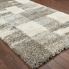 6' x 9' Grey Ivory and Silver Geometric Shag Power Loom Stain Resistant Area Rug