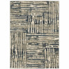 6' x 9' Blue and Beige Abstract Power Loom Stain Resistant Area Rug