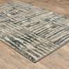 6' x 9' Blue and Beige Abstract Power Loom Stain Resistant Area Rug