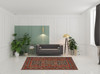 6' x 9' Blue & Red Oriental Power Loom Area Rug with Fringe