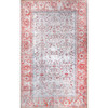 6' x 9' Berry Red Oriental Power Loom Stain Resistant Area Rug