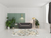 6' x 9' Grey & Gold Abstract Power Loom Stain Resistant Area Rug