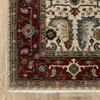 6' x 9' Ivory Red Green Grey Blue and Navy Oriental Power Loom Area Rug with Fringe