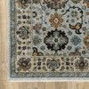 6' x 9' Blue Beige Grey Green Yellow and Rust Oriental Power Loom Area Rug with Fringe