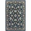 6' x 9' Navy Caramel and Ivory Oriental Power Loom Stain Resistant Area Rug