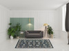 6' x 9' Navy Caramel and Ivory Oriental Power Loom Stain Resistant Area Rug