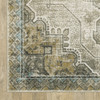 6' x 9' Grey Blue Beige and Gold Oriental Power Loom Stain Resistant Area Rug