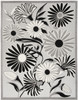 6' x 9' Black and White Floral Stain Resistant Non Skid Area Rug