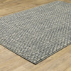 6' x 9' Blue Ivory Grey and Light Blue Geometric Power Loom Stain Resistant Area Rug