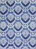 6' x 9' Blue Floral Dhurrie Polypropylene Area Rug