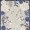 6' x 9' Blue & Grey Floral Stain Resistant Non Skid Polypropylene Area Rug