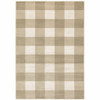 6' x 9' Beige and Ivory Geometric Power Loom Stain Resistant Area Rug