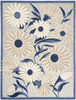 6' x 9' Blue and Grey Floral Stain Resistant Non Skid Area Rug