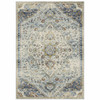 6' x 9' Blue Beige Rust Gold and Teal Oriental Power Loom Stain Resistant Area Rug