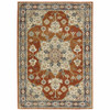 6' x 9' Rust Beige Teal Blue and Gold Oriental Power Loom Stain Resistant Area Rug