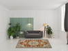 6' x 9' Rust Beige Teal Blue and Gold Oriental Power Loom Stain Resistant Area Rug