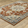 6' x 9' Rust Beige Teal Blue and Gold Oriental Power Loom Stain Resistant Area Rug