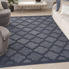 7' x 10' Navy Blue Geometric Flat Weave Area Rug