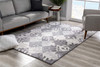 7' x 10' Gray Diamond and Vines Area Rug