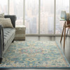 7' x 10' Blue and Ivory Dhurrie Area Rug