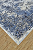 7' x 10' Blue Ivory and Gray Floral Distressed Stain Resistant Area Rug