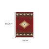 7' x 10' Red and Beige Ikat Pattern Area Rug