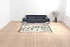 7' x 10' Beige Floral Stain Resistant Non Skid Area Rug