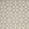 7' x 10' Ivory and Grey Fleur De Lis Stain Resistant Non Skid Area Rug